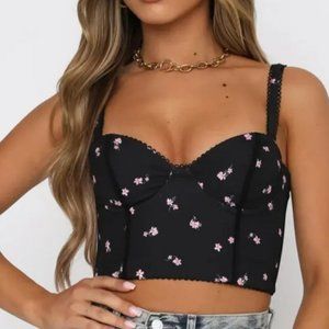 White Fox Boutique Floral Corset Top